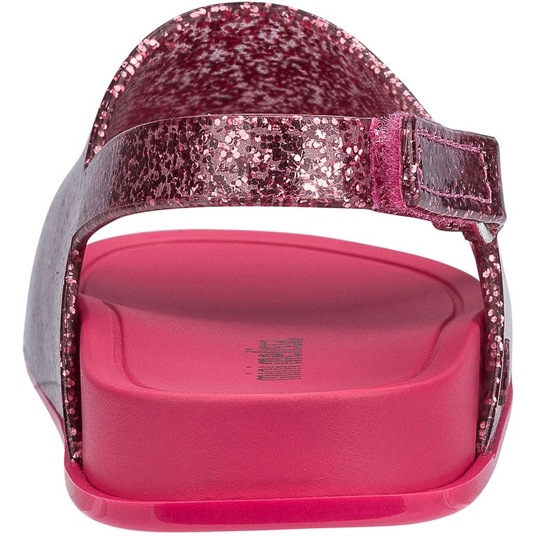 sandália mini melissa beach slide rosa glitter