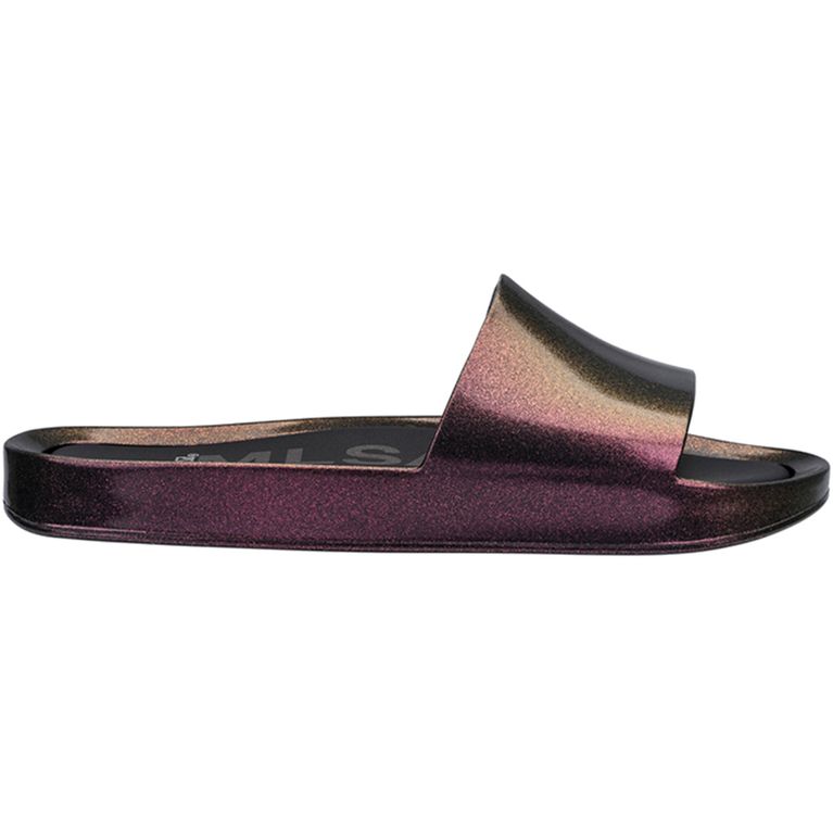 melissa beach slide glitter prata