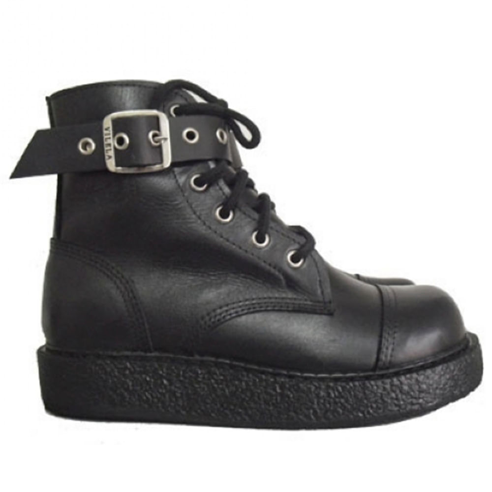 Bota Creeper Vilela Boots com 1 Fivela e Zíper Preto galleryrock