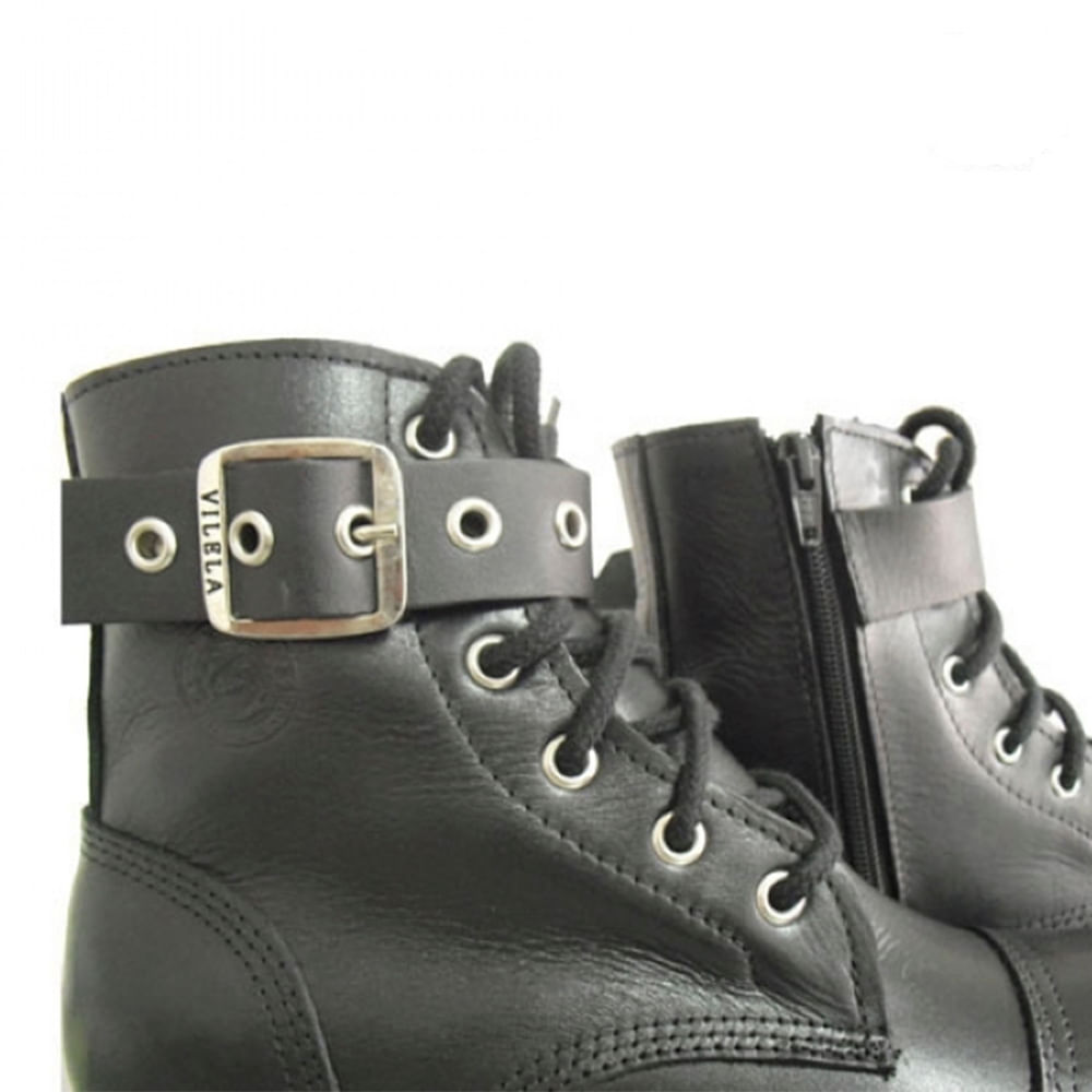 Bota Creeper Vilela Boots com 1 Fivela e Zíper Preto galleryrock