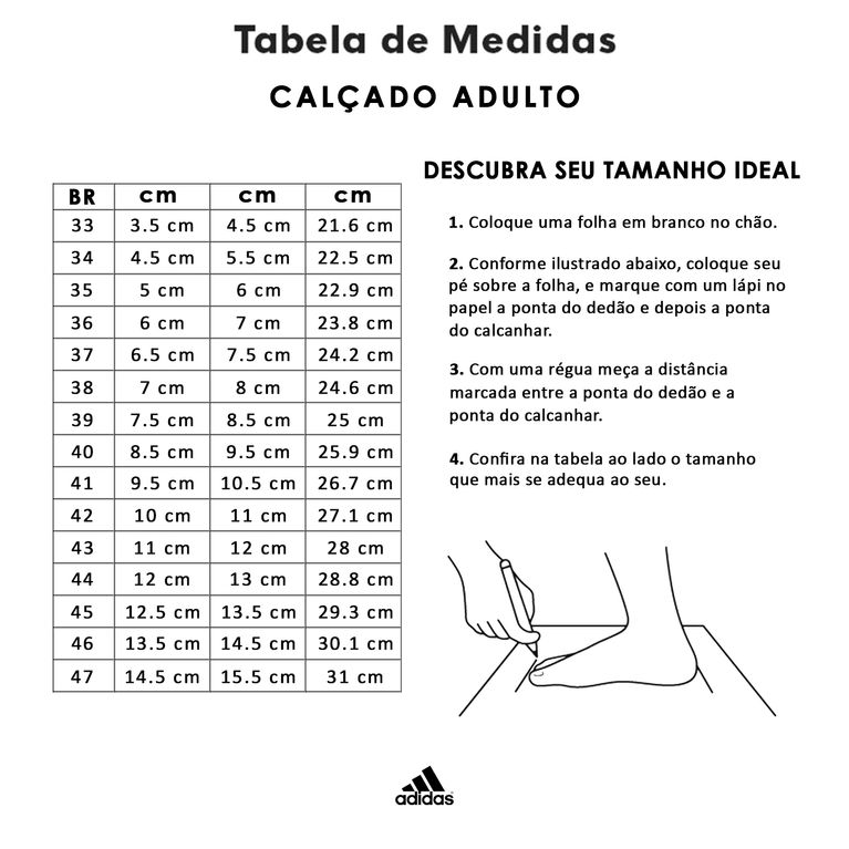 tabela tenis adidas infantil